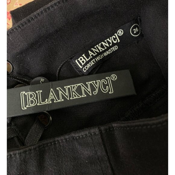 Blanknyc Corset High Rise Skinny Black Denim Jeans Raw Shark Bite Hem Sz 26 NWT - Picture 6 of 10